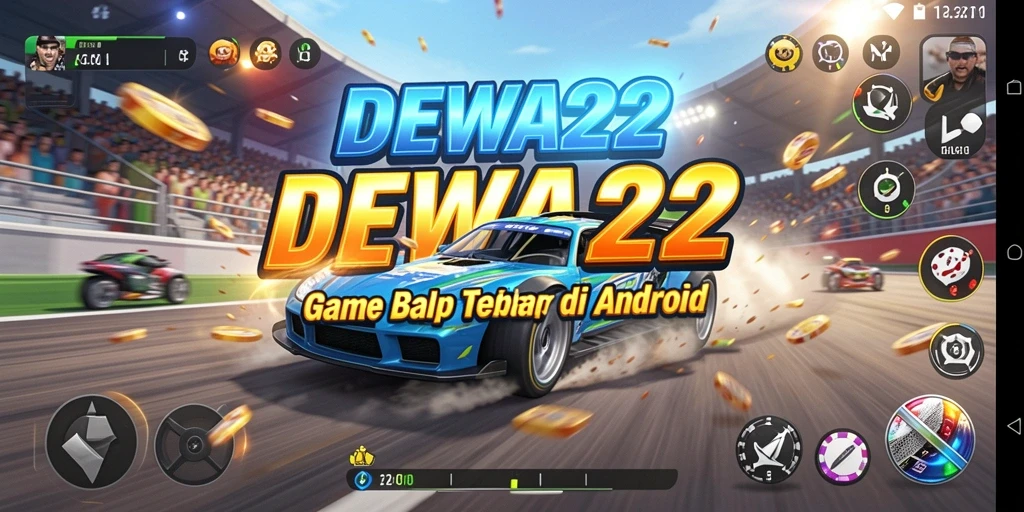 Gameplay balapan seru di DEWA22 dengan lintasan yang menantang.