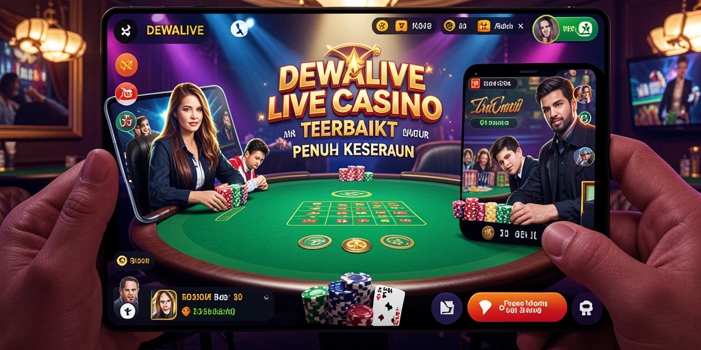 Gameplay seru DEWALIVE menunjukkan interaksi langsung dengan dealer.