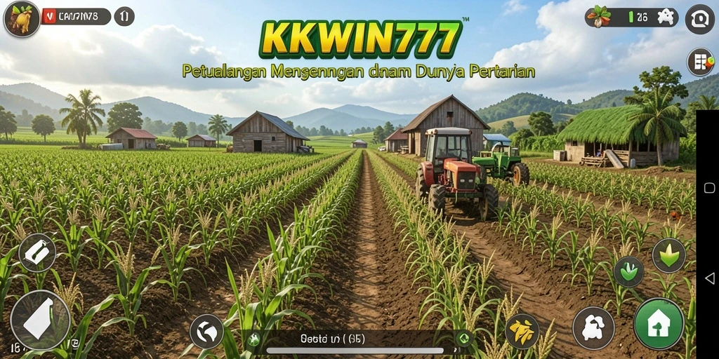 Screenshot gameplay KKWIN777 yang menunjukkan aktivitas bertani yang seru.