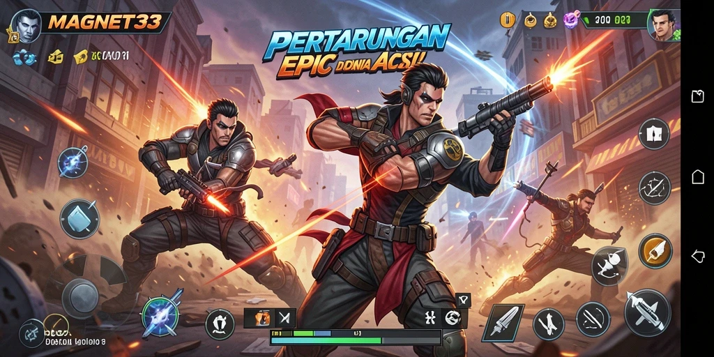 Tampilan gameplay seru dari MAGNET33 dengan aksi pertarungan yang mendebarkan.