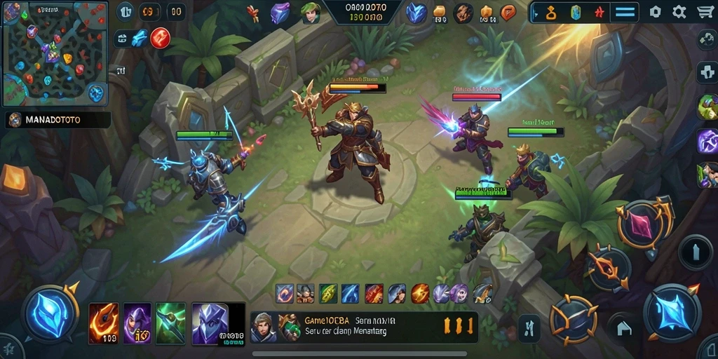 Gameplay seru di MANADOTOTO dengan pertarungan tim yang intens.
