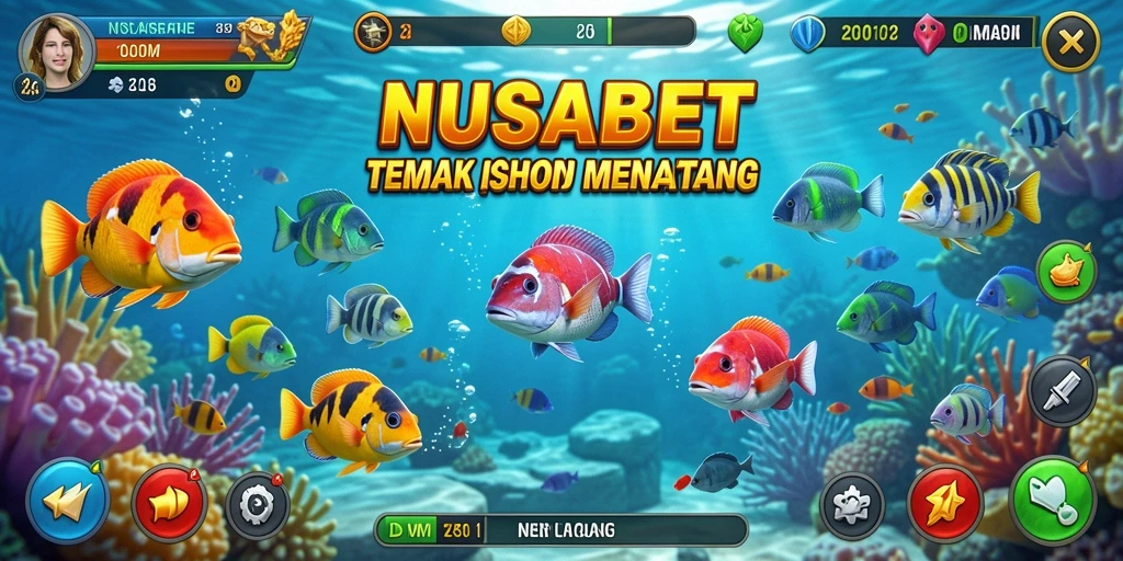 Tampilan gameplay seru dalam NUSABET yang menembak ikan.