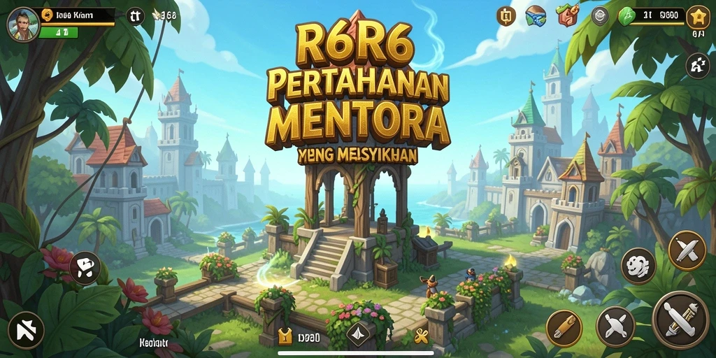 Tangkapan layar aksi mendebarkan dari gameplay Tower Defense R6R6.