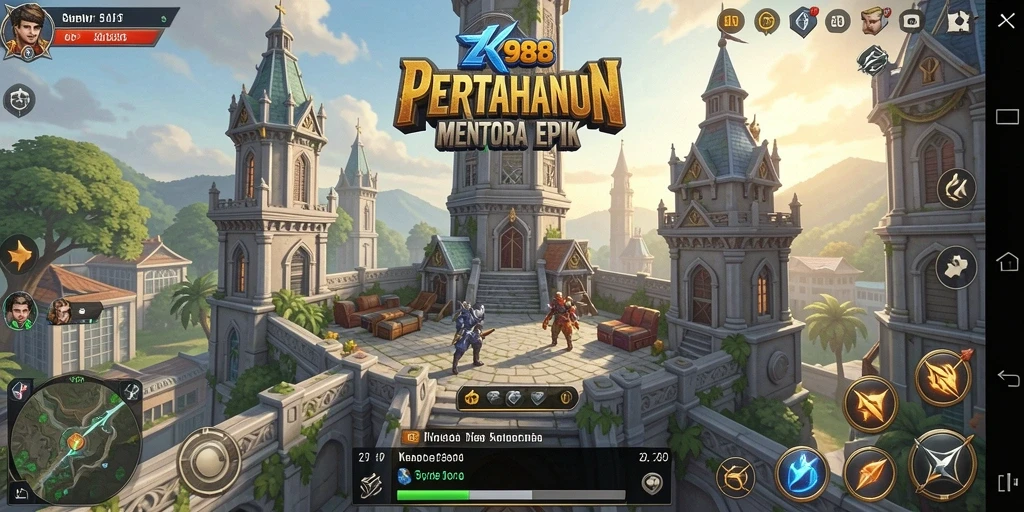 Gameplay ZK988 menampilkan pertahanan menara yang menarik.